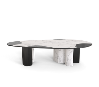 Ophelia Oval Carrara Marble & Gold Dining Table