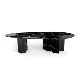 Ophelia Oval Carrara Marble & Gold Dining Table