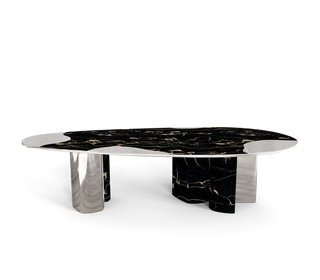 Ophelia Oval Marble Dining Table – Cast Brass & Marble Legs