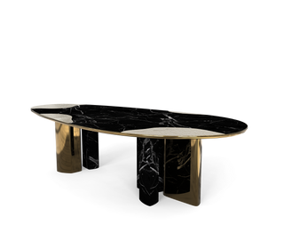 Ophelia Oval Carrara Marble & Gold Dining Table