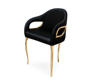 Chandra Cutout Polished Brass Velvet Dining Chair