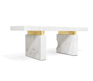 Empire Cracked Brass Inlay Marble Luxury Desk