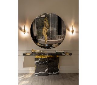 Empire Consoles Hammered Gilded Brass Entryways Cabinet Table