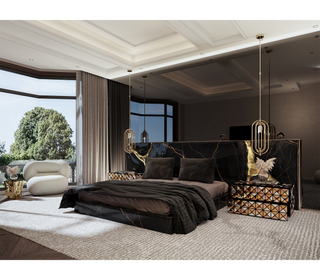 Lapiaz Kintsugi Velvet Polished Gold Luxury Headboard