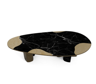 Ophelia Oval Carrara Marble & Gold Dining Table