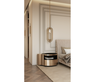 Wave Organic Curved Polished Metal Modern Luxury Nightstand