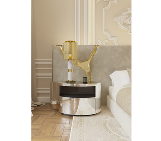 Wave Organic Curved Polished Metal Modern Luxury Nightstand