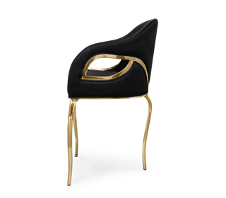 Chandra Cutout Polished Brass Velvet Dining Chair