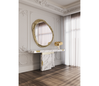 Empire Consoles Hammered Gilded Brass Entryways Cabinet Table