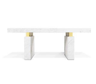 Empire Cracked Brass Inlay Marble Luxury Desk