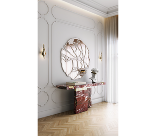 Empire Consoles Hammered Gilded Brass Entryways Cabinet Table