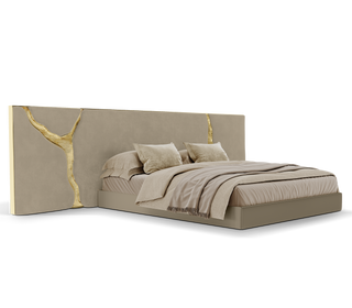 Lapiaz Kintsugi Velvet Polished Gold Luxury Headboard