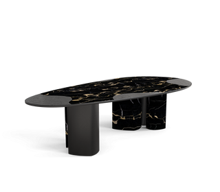 Ophelia Oval Carrara Marble & Gold Dining Table