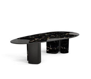 Ophelia Oval Marble Dining Table – Cast Brass & Marble Legs