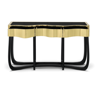Sinuous Consoles Patina Brass Wave Entryways Cabinet Table