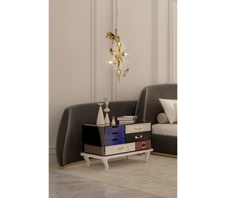 Soho Eclectic Mixed Material Luxury Bedside Table