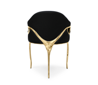Chandra Cutout Polished Brass Velvet Dining Chair