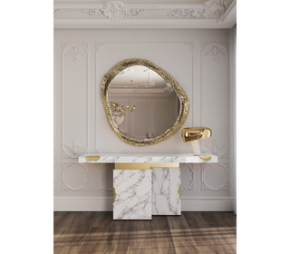 Empire Consoles Hammered Gilded Brass Entryways Cabinet Table