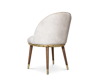 Imperfectio Hammered Brass Textured Velvet Dining Chair