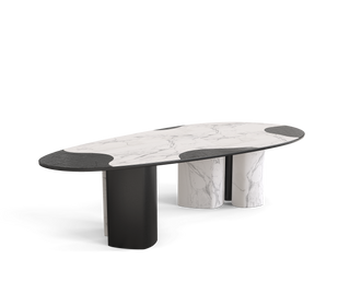 Ophelia Oval Carrara Marble & Gold Dining Table