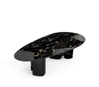 Ophelia Oval Carrara Marble & Gold Dining Table