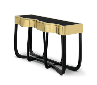 Sinuous Consoles Patina Brass Wave Entryways Cabinet Table