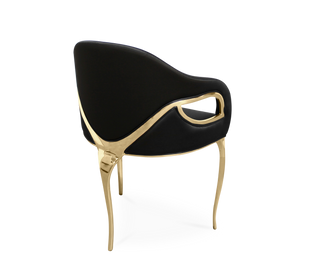 Chandra Cutout Polished Brass Velvet Dining Chair