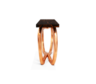 Infinity Consoles Curved Copper Leaf Entryways Cabinet Table