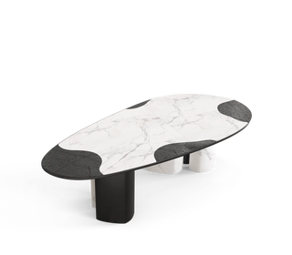 Ophelia Oval Marble Dining Table – Cast Brass & Marble Legs