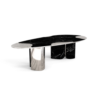 Ophelia Oval Marble Dining Table – Cast Brass & Marble Legs
