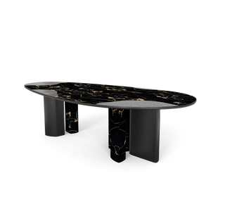 Ophelia Oval Carrara Marble & Gold Dining Table
