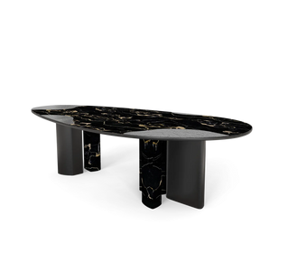 Ophelia Oval Marble Dining Table – Cast Brass & Marble Legs