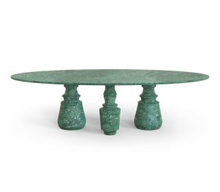 Pietra Oval XL Marble Dining Table – Seats 10, Marble Pedestals