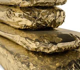 Stonehenge Brass & Marble Top Dining Table – Sculptural Pedestal