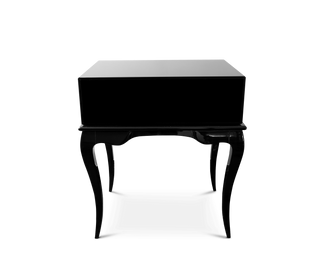 York Right Baroque High Gloss Black Luxury Nightstand