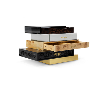 Frank Surreal Multi-Veneer Layered Luxury Nightstand