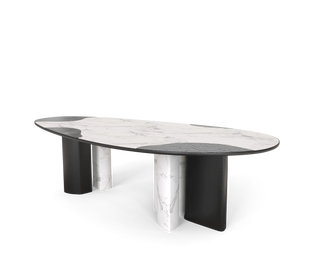 Ophelia Oval Marble Dining Table – Cast Brass & Marble Legs