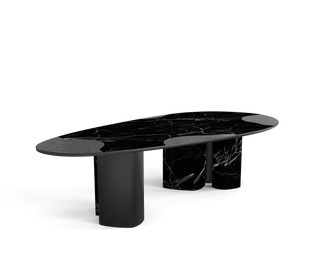 Ophelia Oval Carrara Marble & Gold Dining Table