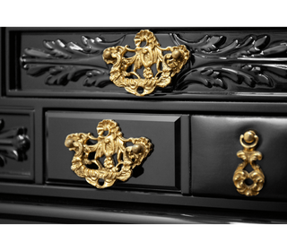 York Right Baroque High Gloss Black Luxury Nightstand