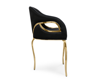 Chandra Cutout Polished Brass Velvet Dining Chair