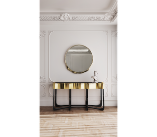Sinuous Consoles Patina Brass Wave Entryways Cabinet Table