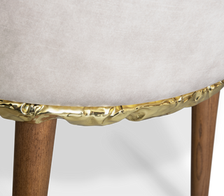 Imperfectio Hammered Brass Textured Velvet Dining Chair
