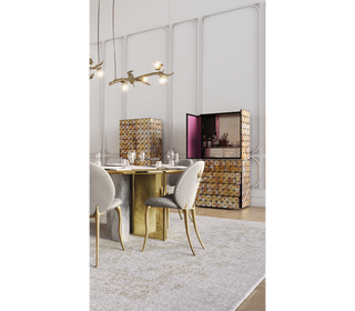 Soleil Curved Brass Modern Luxury Dining Chair