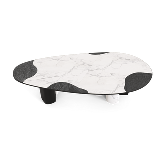 Ophelia Oval Carrara Marble & Gold Dining Table