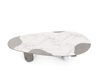 Ophelia Oval Carrara Marble & Gold Dining Table