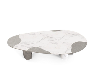 Ophelia Oval Marble Dining Table – Cast Brass & Marble Legs