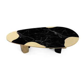 Ophelia Oval Carrara Marble & Gold Dining Table