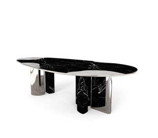 Ophelia Oval Carrara Marble & Gold Dining Table