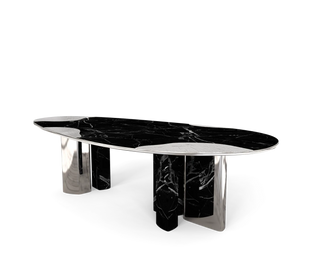 Ophelia Oval Marble Dining Table – Cast Brass & Marble Legs