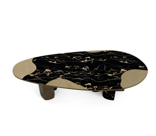 Ophelia Oval Carrara Marble & Gold Dining Table